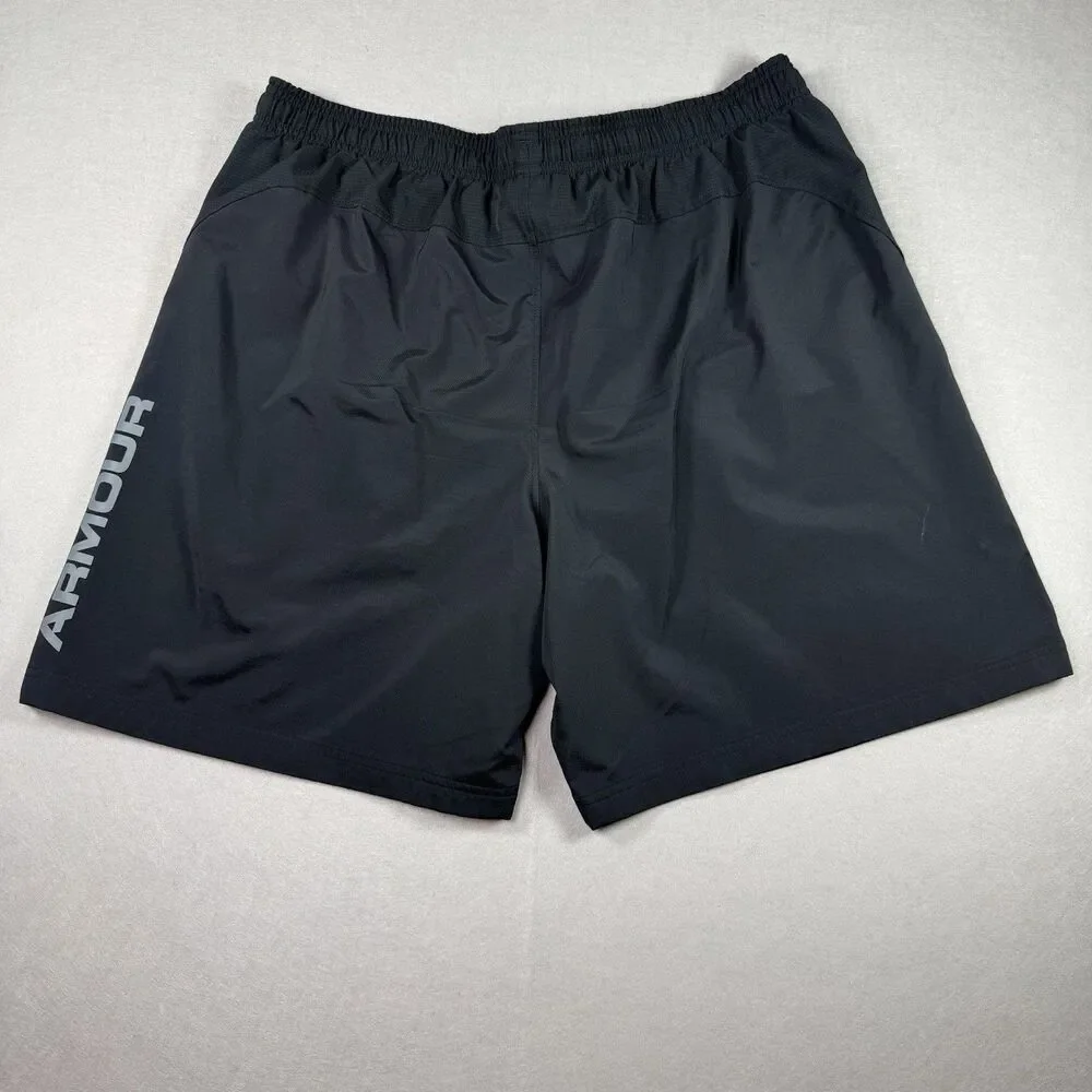 Under Armour Men's Athletic Shorts Black/Gray Size XXL Drawstring Elastic Waist